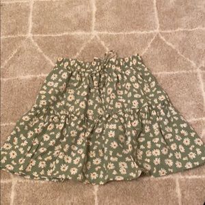 green floral skirt